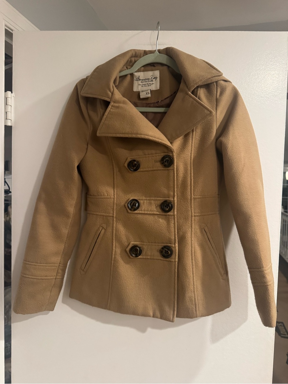 American Rag Tan Double-Breasted Peacoat Jacket Women’s XS | Classic Fall
